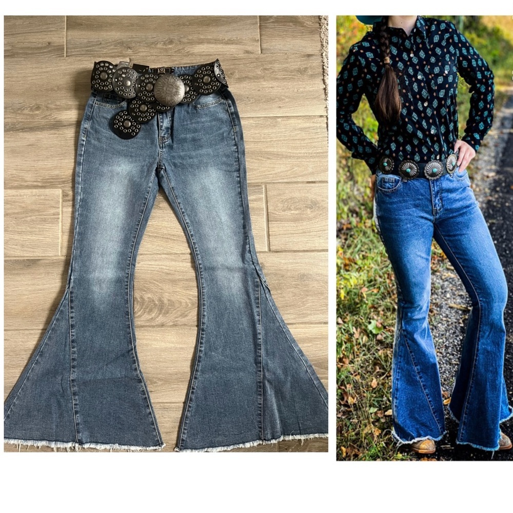 Lucky & Blessed MID Wash Flare Jeans - Picture 2 of 16